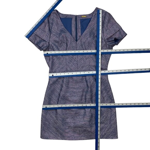 Rebecca Minkoff Katya Tweed Dress 8 Tiered Short Sleeve V-Neck Sheath Mini - Picture 5 of 12